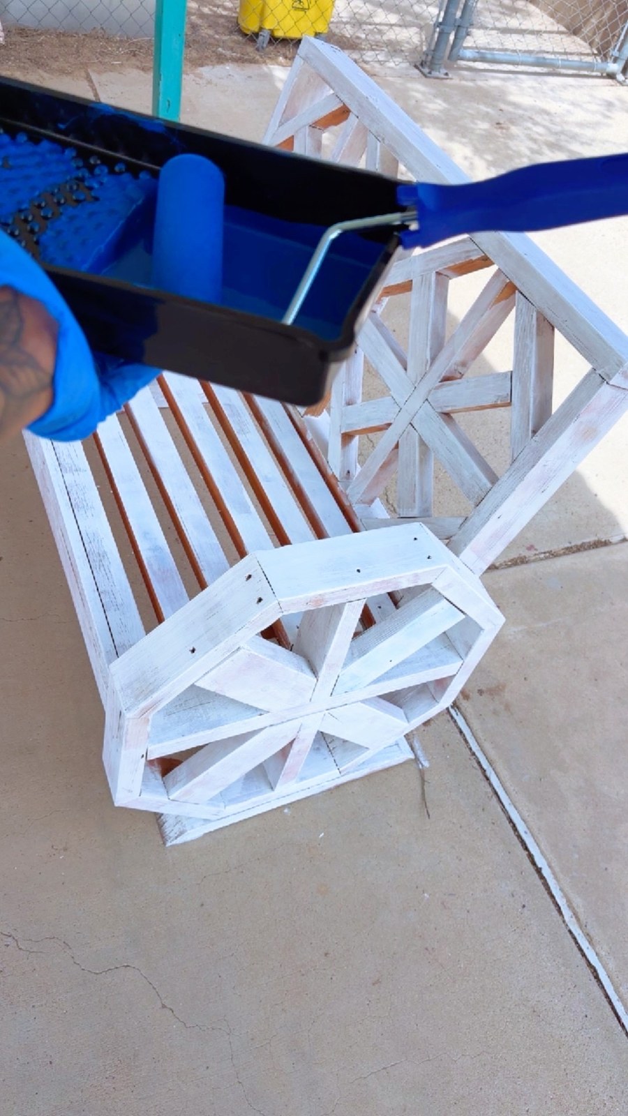 Outdoor bench before refinishing