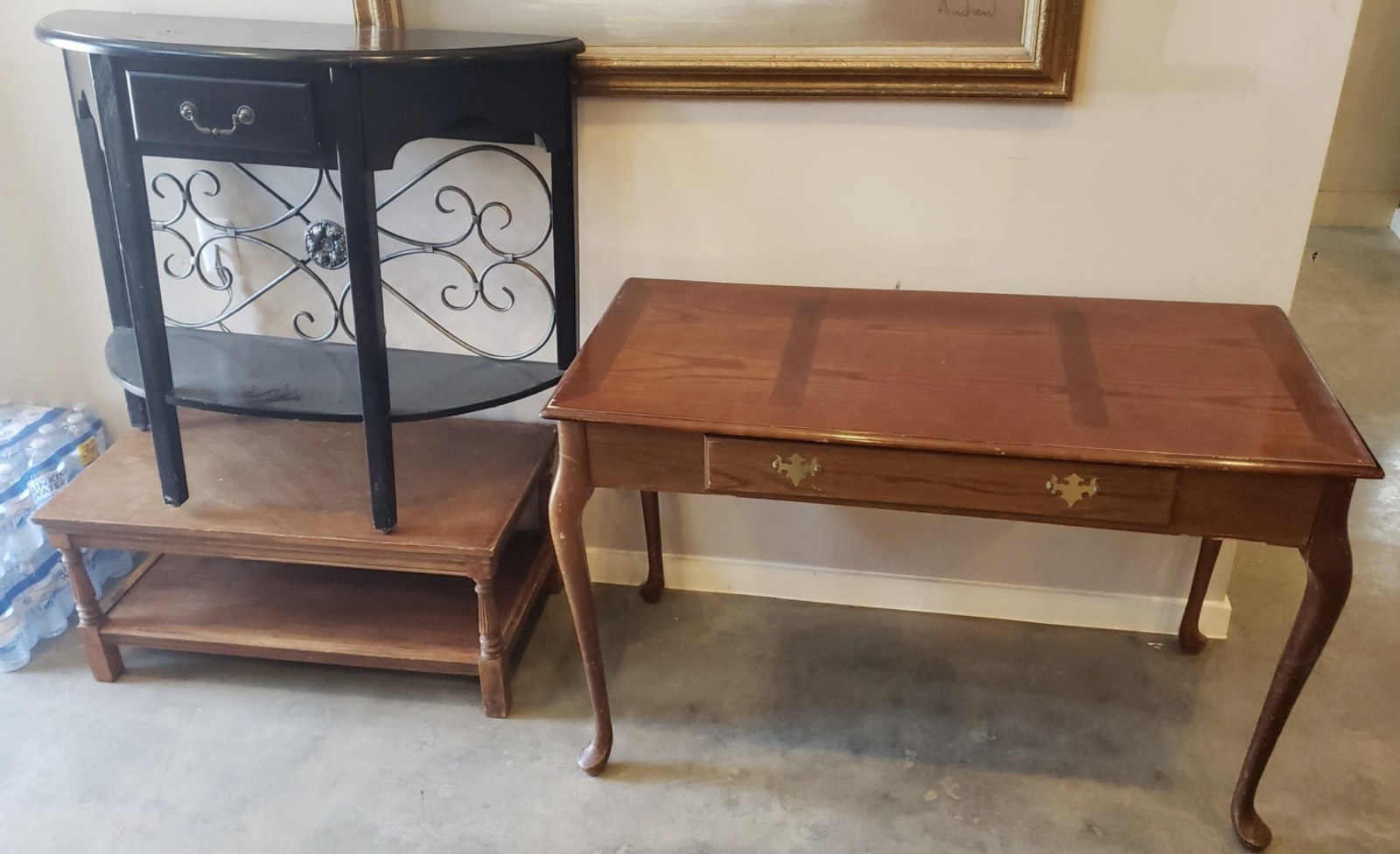White distressed furniture piece